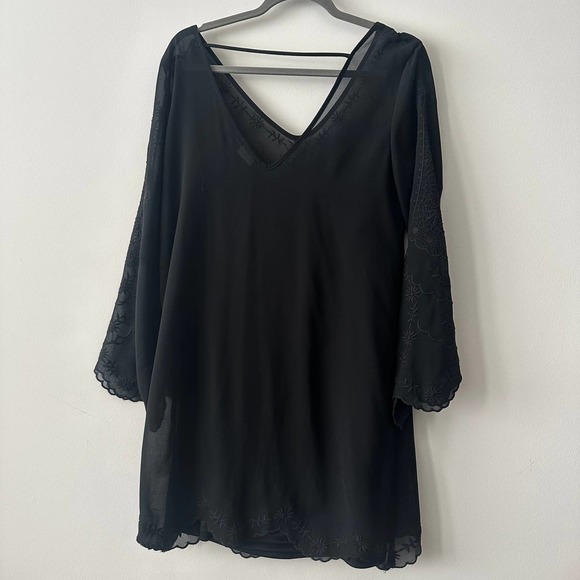 ASTR | Black Sheer Embroidered Tunic Size M - Picture 4 of 8